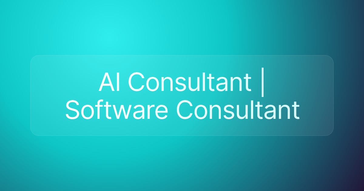 AI Consultant | Software Consultant