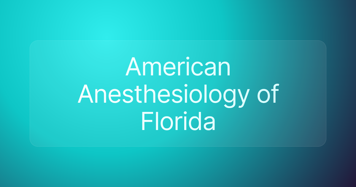American Anesthesiology of Florida