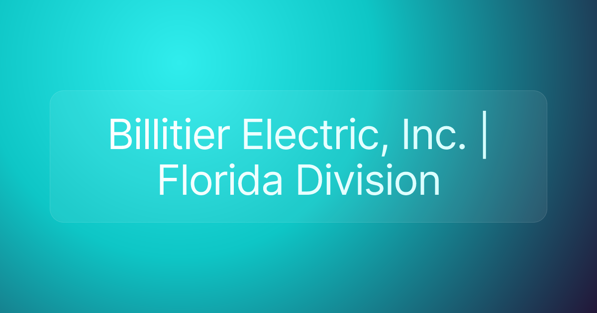 Billitier Electric, Inc. | Florida Division