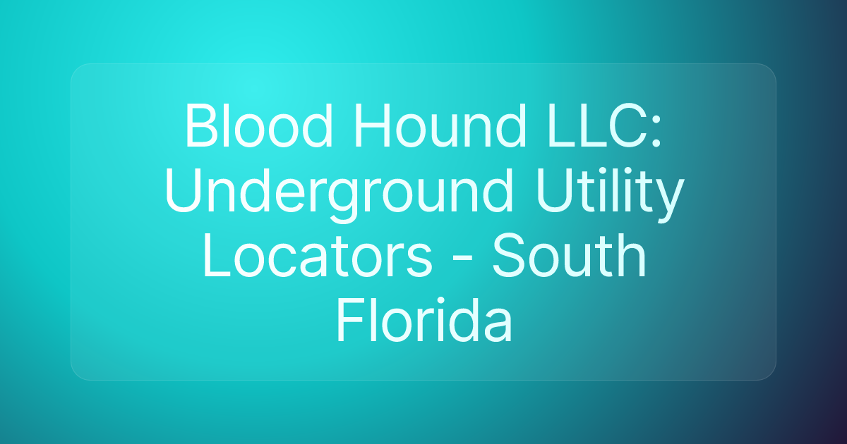 Blood Hound LLC: Underground Utility Locators - South Florida