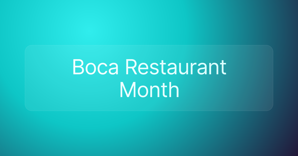 Boca Restaurant Month