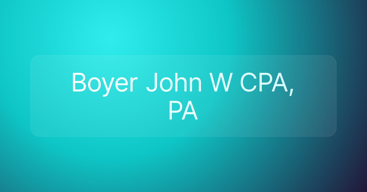 Boyer John W CPA, PA
