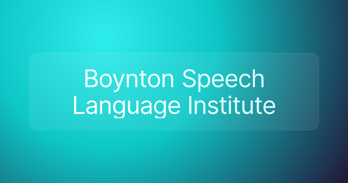 Boynton Speech Language Institute