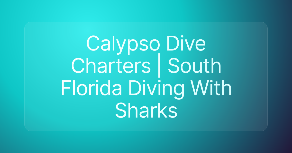 Calypso Dive Charters | South Florida Diving With Sharks