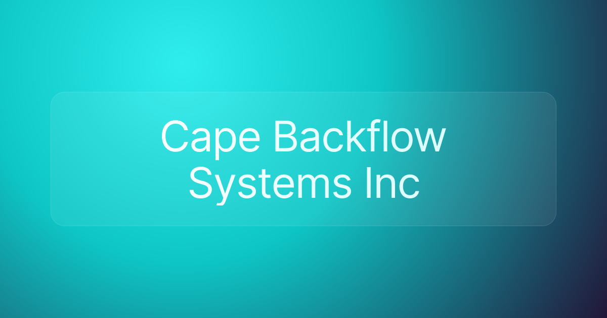 Cape Backflow Systems Inc