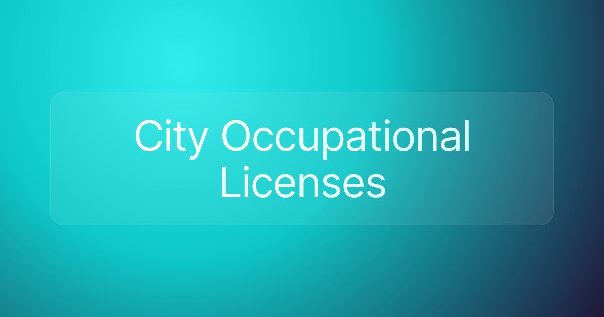 City Occupational Licenses