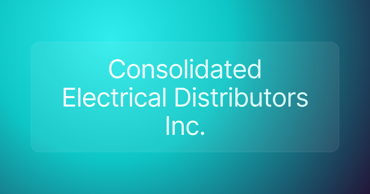 Consolidated Electrical Distributors Inc.