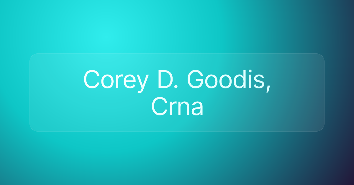 Corey D. Goodis, Crna
