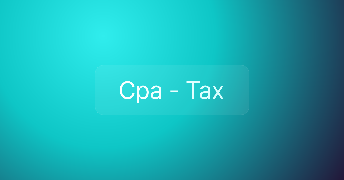 Cpa - Tax