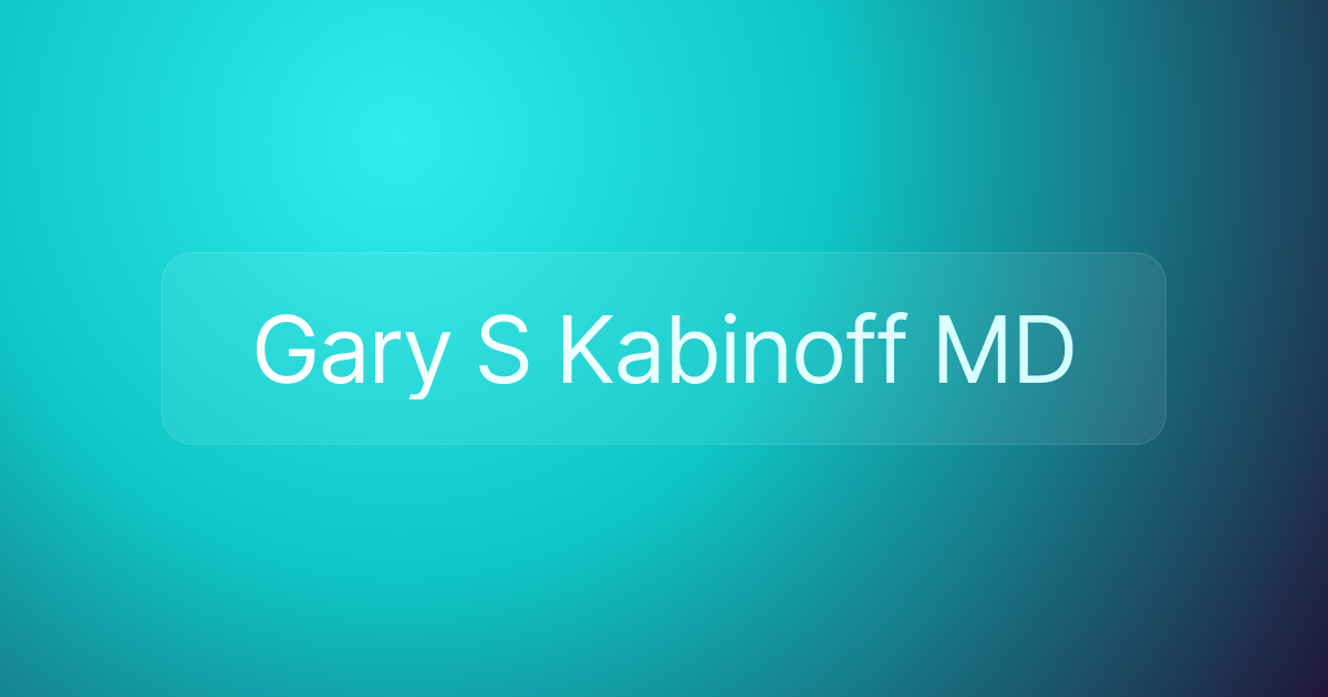 Gary S Kabinoff MD