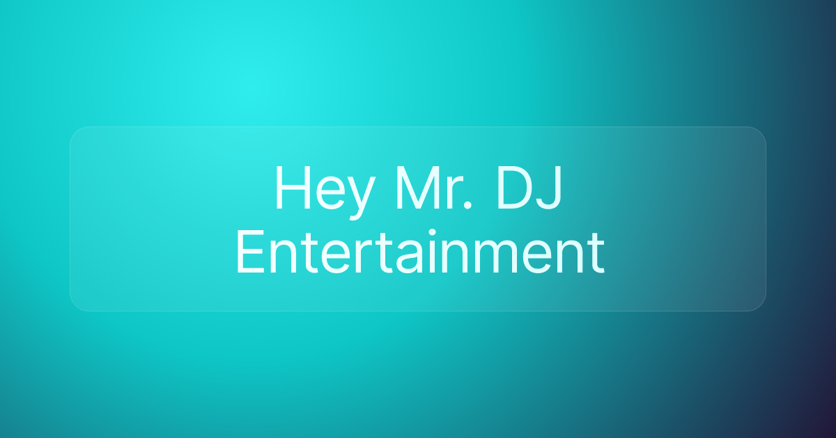 Hey Mr. DJ Entertainment
