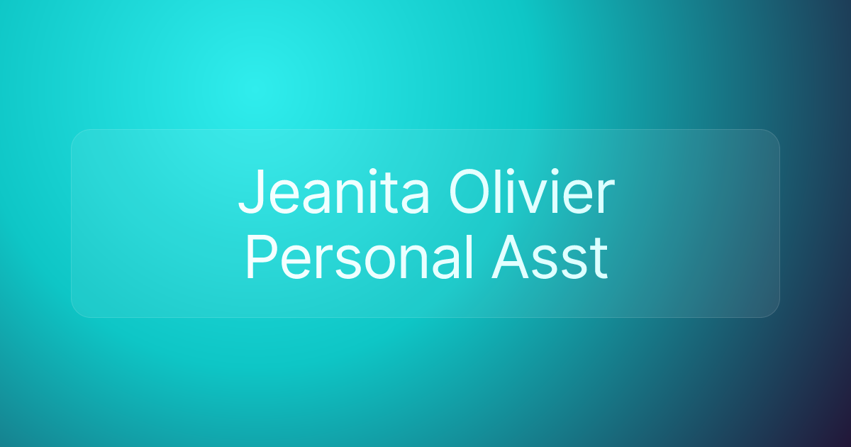 Jeanita Olivier Personal Asst