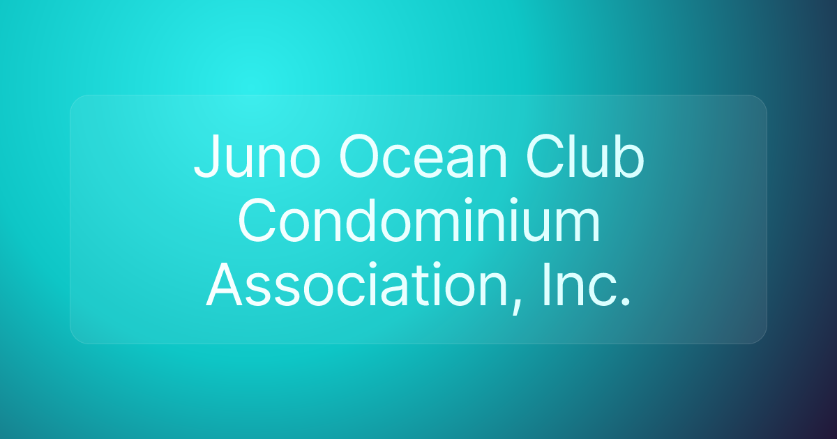 Juno Ocean Club Condominium Association, Inc.