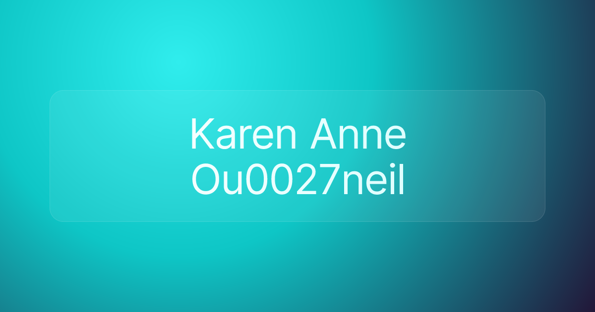 Karen Anne Ou0027neil