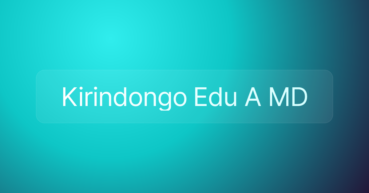 Kirindongo Edu A MD