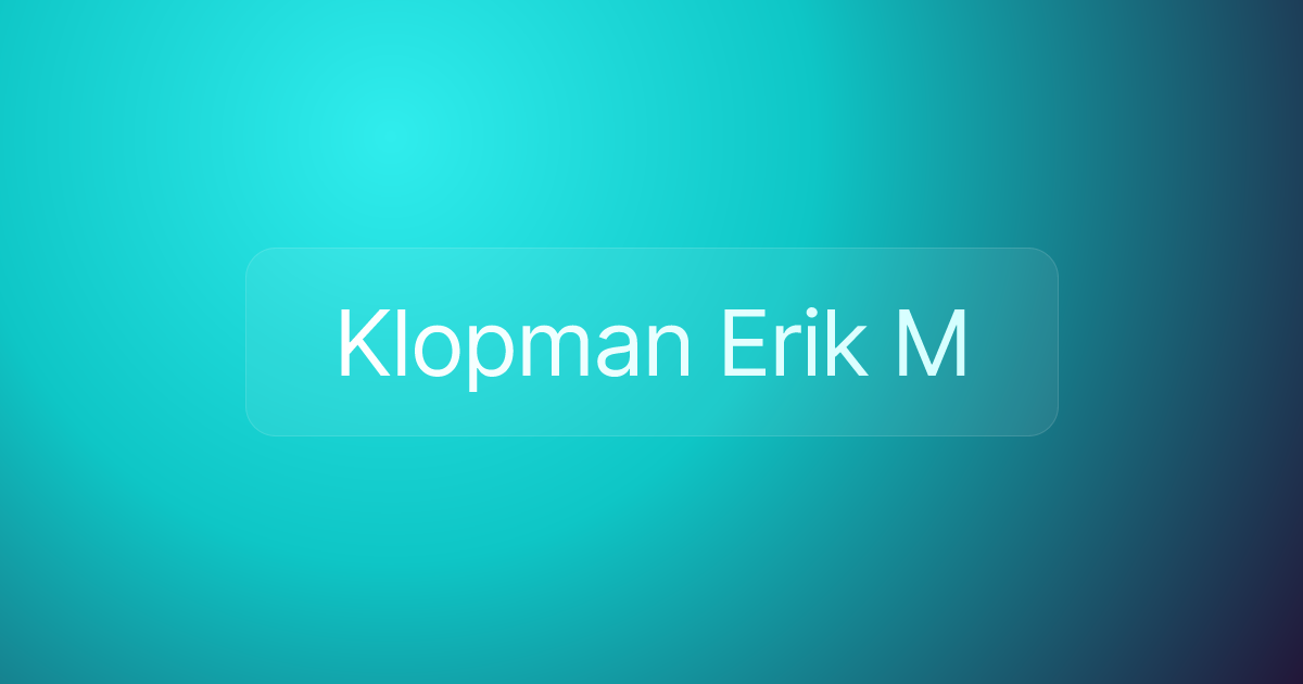 Klopman Erik M