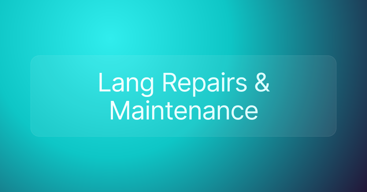 Lang Repairs & Maintenance