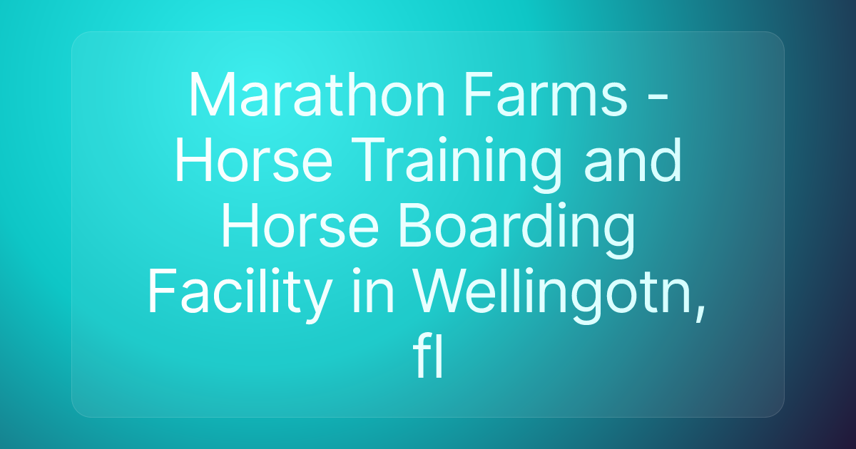 Marathon Farms - Horse Training and Horse Boarding Facility in Wellingotn, fl