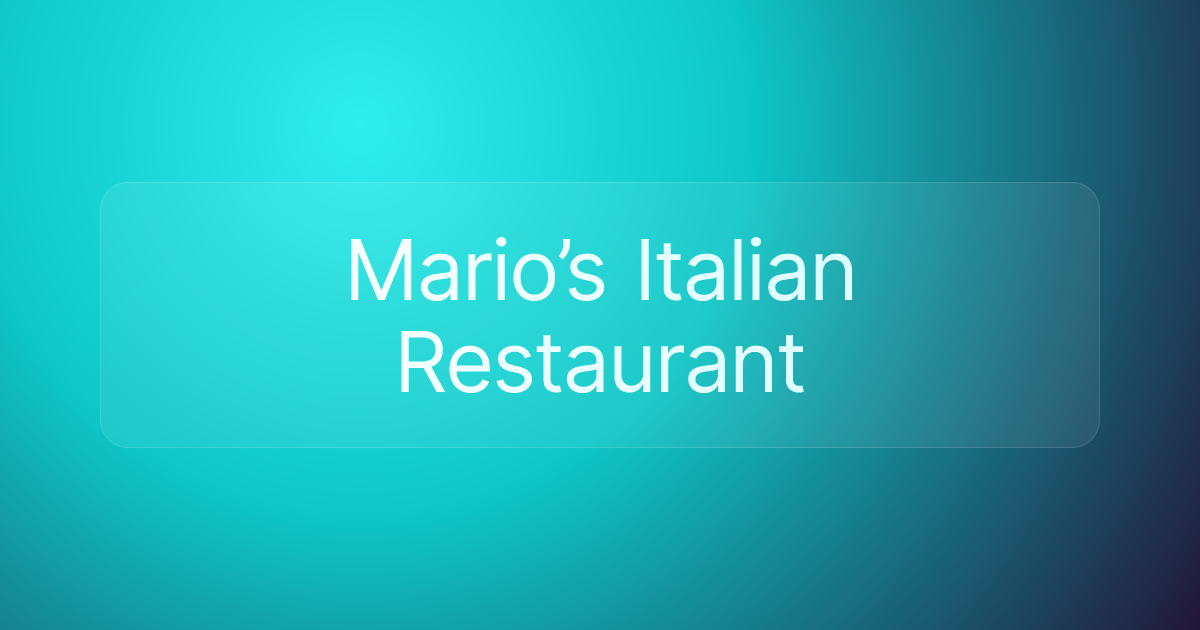 Mario’s Italian Restaurant