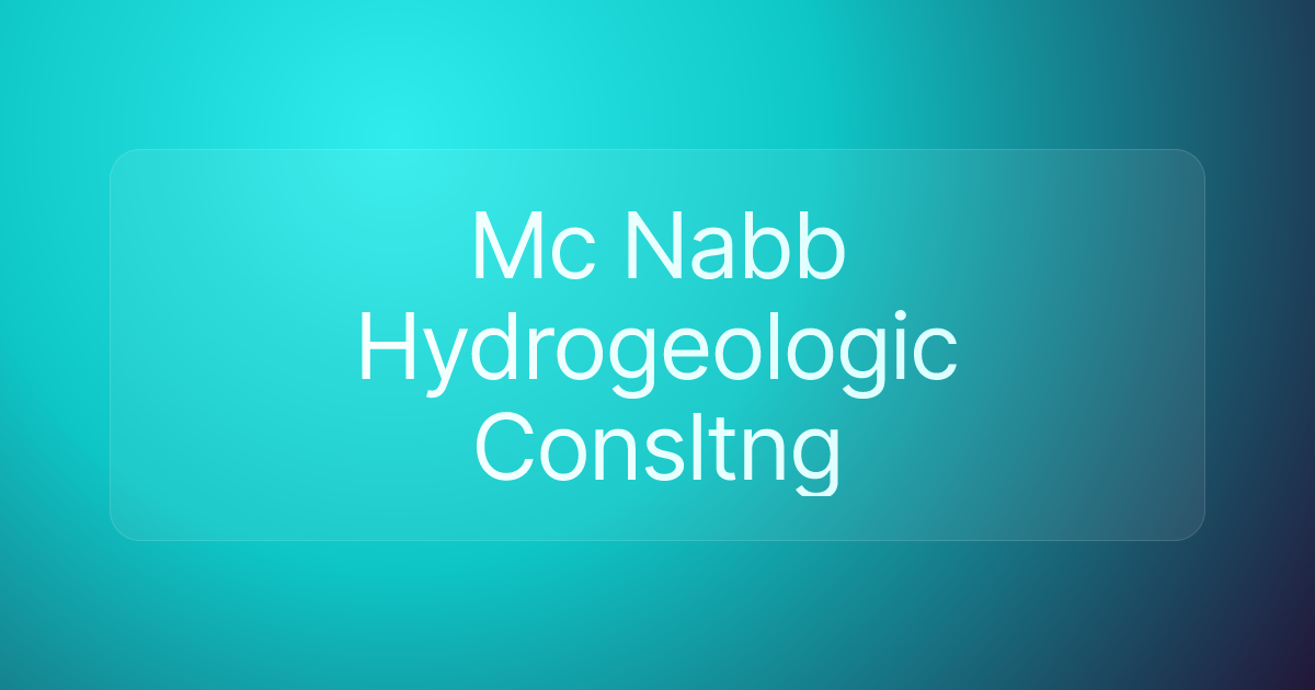 Mc Nabb Hydrogeologic Consltng