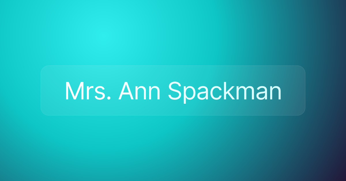 Mrs. Ann Spackman