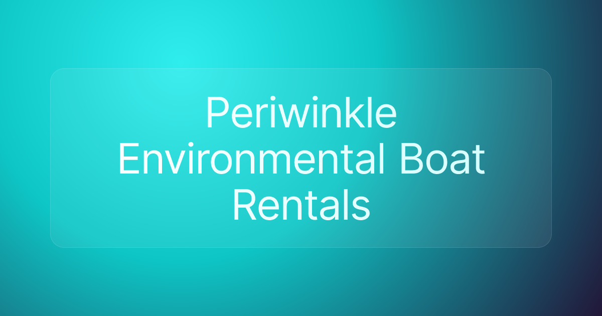 Periwinkle Environmental Boat Rentals