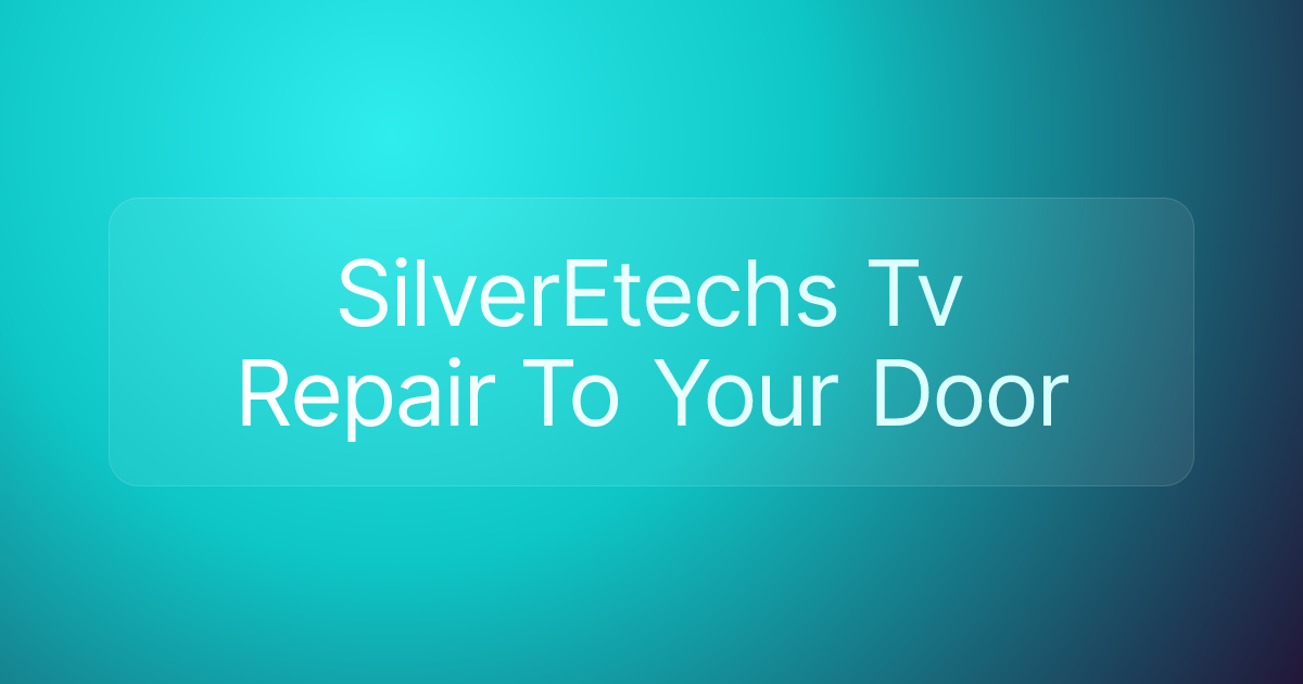 SilverEtechs Tv Repair To Your Door