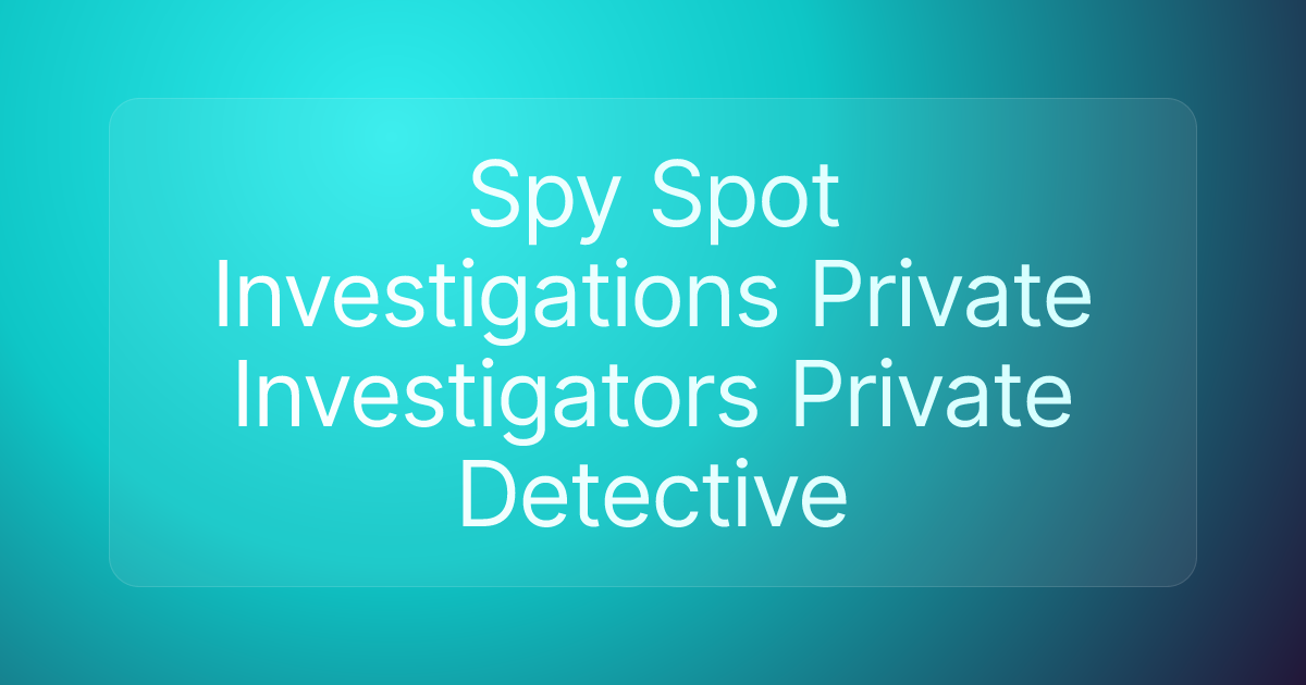 Spy Spot Investigations Private Investigators Private Detective