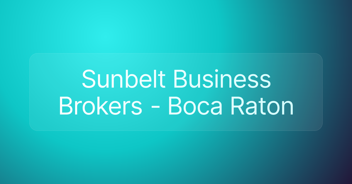 Sunbelt Business Brokers - Boca Raton
