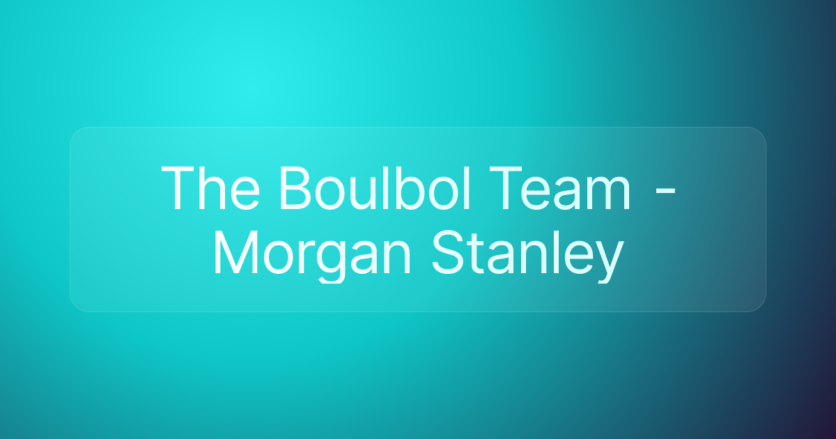 The Boulbol Team - Morgan Stanley