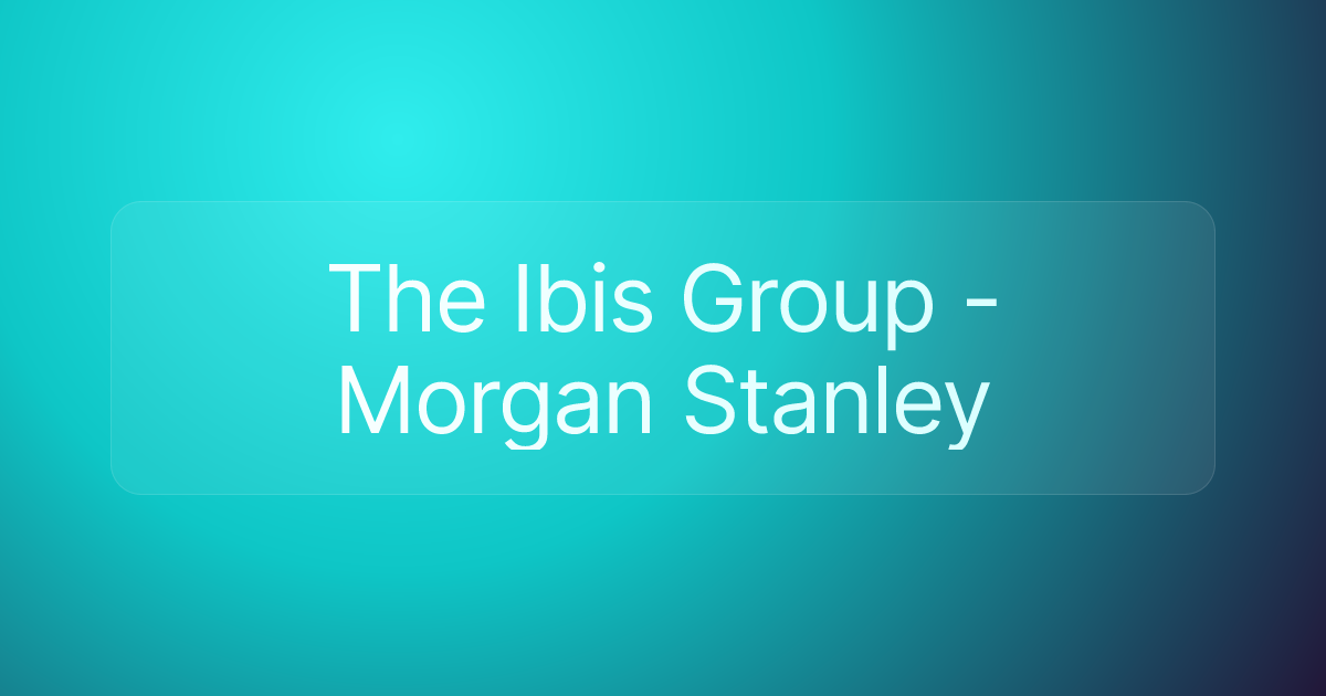 The Ibis Group - Morgan Stanley